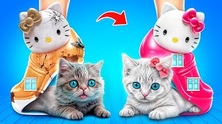 Construímos uma Casa para o Gato! Hello Kitty Salvou uma Gatinha Sem-Teto!