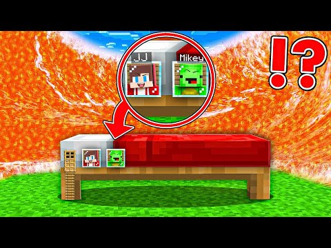 JJ And Mikey SURVIVE LAVA TSUNAMI in A BED - in Minecraft Challenge (Maizen)