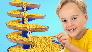 Niños preparan fideos somen arcoíris para el tío: Aventuras en equipo