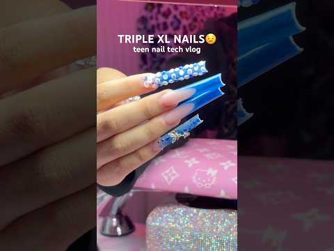 my client wanted TRIPLE XL nails 😟 | nail tech vlog 💅