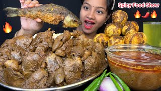 CHICKEN LIVER MASALA, EGG CURRY, WHOLE FISH CURRY WITH RICE ASMR 🔥😋 FOOD SHOW 🌶️ BIG BITES 🥵