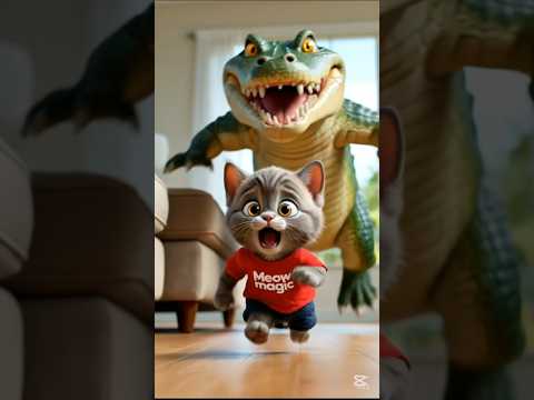 شوف اللي حصل لما القط سمسم قابل التمساح المرعب 😱🔥 #cat #viral #ai