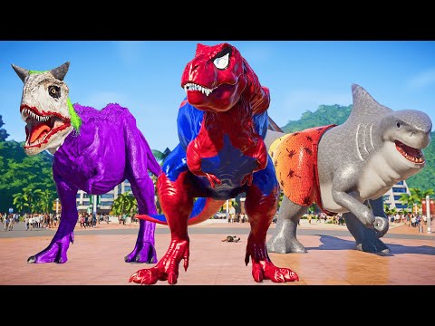 Spider-man vs. DC Super Hero Dinosaurs |Pro 4 SuperHero Dinosaur Team|