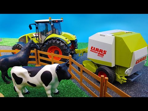 Toy Animals In Motion! Bruder Trucks and Tractors Transport!