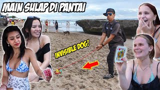 MAIN SULAP DI PANTAI SAMBIL BAWA INVISIBLE DOG AUTO NGAKAK!!