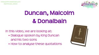 Duncan, Malcolm and Donalbain | Macbeth | GCSE English Literature