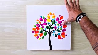 Easy Acrylic Painting Technique / Simple Finger Painting / For Beginners 
