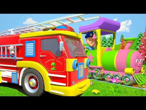 Learn Street Vehicles with Wheels on the Bus Cartoon for Kids & More Rhymes