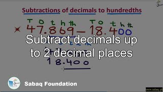 Subtract decimals up to 2 decimal places