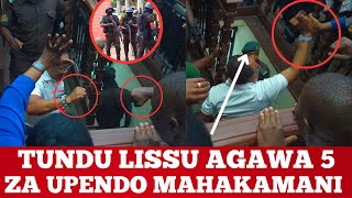 TUNDU LISSU ALIVYOWAPA TANO WANACHAMA WAKE KWA FURAHA AKIONDOKA KWA ULINZI MZITO MAHAKAMANI LEO
