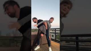 a lil loop de loop 🎢 #husband #upsidedown #rooftop #shorts