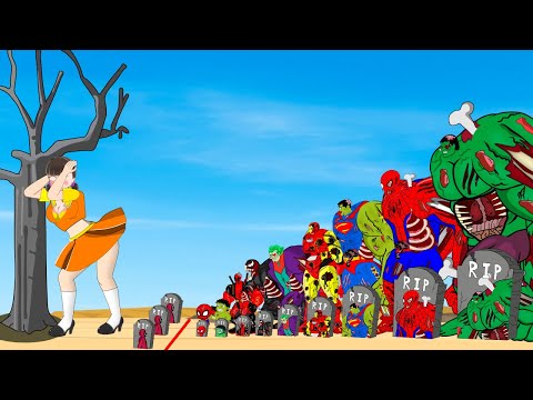 Evolution Of HULK ZOMBIE & SPIDERMAN, BATMAN, JOKER Playing Squid Game 2 Animation | 어몽어스 오징어 게임 2