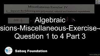 Algebraic Expressions-Miscellaneous-Exercise-4-From Question 1 to 4 Part 3