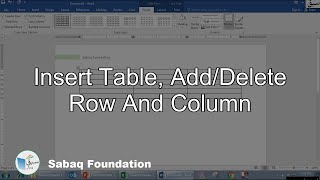 Insert Table, Add/Delete Row And Column