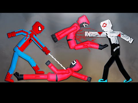 Spider-Man and Spider-Gwen vs Pink Soldiers in People Playground