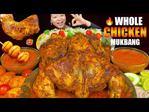 Roasted Whole Chicken, Spicy Egg Curry & Basmati Rice🔥Mukbang | Eating ASMR