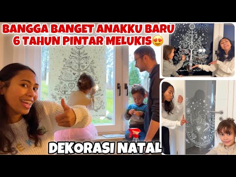 DEKORASI NATAL JENDELA RUMAH DILUKIS ANAKKU