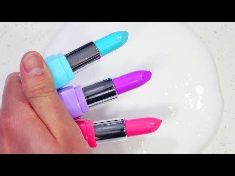Lipstick Makeup Slime Coloring and Satisfying Balloon Cutting!