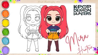 KPop Demon Hunters : Chibi Mira Huntrix Easy Drawing  For Kids and Toddlers | Chibi Coloring Book