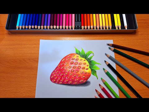 Tutorial menggambar strawberry menggunakan pensil warna deli