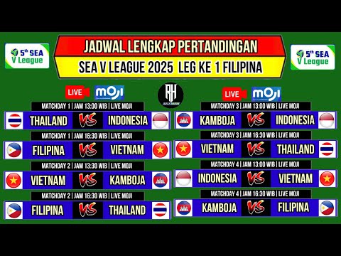 Jadwal SEA V League 2025 Putra~Jadwal Lengkap Voli Sea V League 2025 Men's~Live Moji