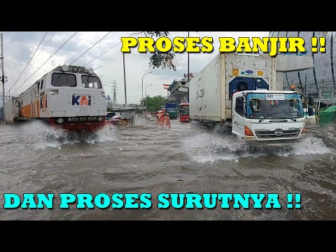 Melihat Proses Banjir Datang Dan Surutnya Di Jalur Rel Kereta Api JIS Jakarta Utara !!