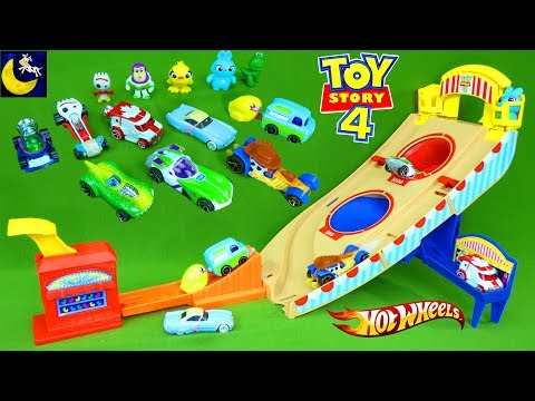 Toy Story 4 Hotwheels Cars Race Track Carnival Games Play Set Surprise Blind Bags Mini Figures Toys