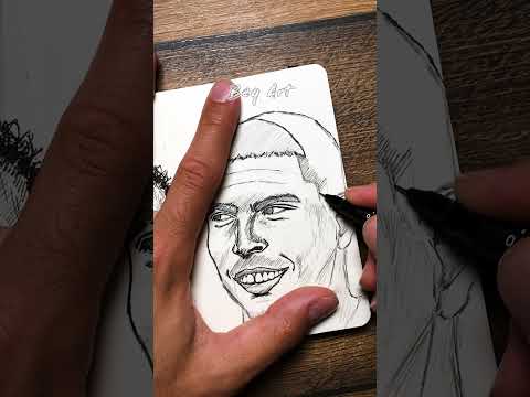 [ASMR] Drawing R9 RONALDO NAZARIO 🇧🇷✨ - Footballer's Sketchbook No. 20 #asmr #satisfying #short