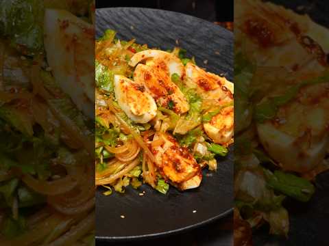 ASMR CHINESE TANGY SALAD! Lettuce, Potato & Creamy Eggs,Low-Cal Addictive Hack! #shorts