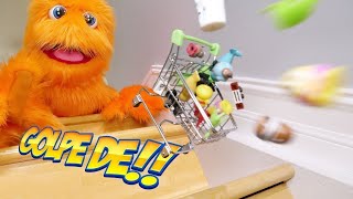 ¡Abajo vas! ¡Juguetes Shopkins y autoservicio banda ir volando!
