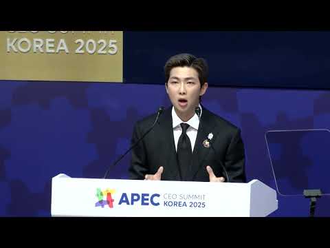 YouTube video thumbnail: BTS Rapper Calls for 'no Borders, no Limitations' at Asia-Pacific Trade Forum