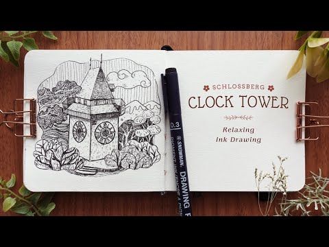 Clock Tower Ink Drawing Process