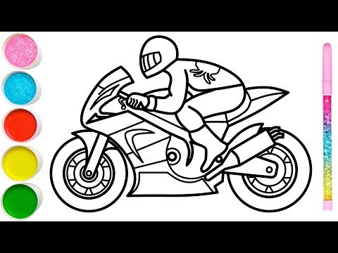 Cara Menggambar dan Mewarnai Spiderman Naik Motor | Glitter Spiderman Riding a Motorcycle Coloring