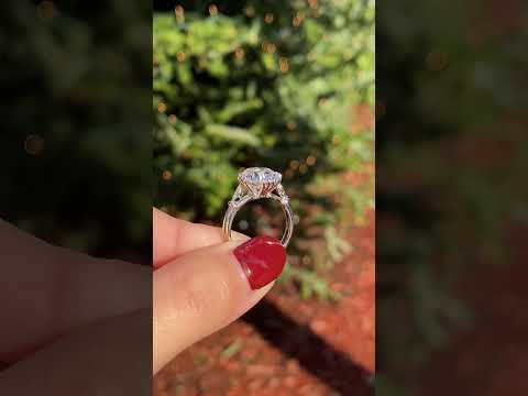 4.25 carat Lab Antique Cushion Compass Claw Prong Ring
