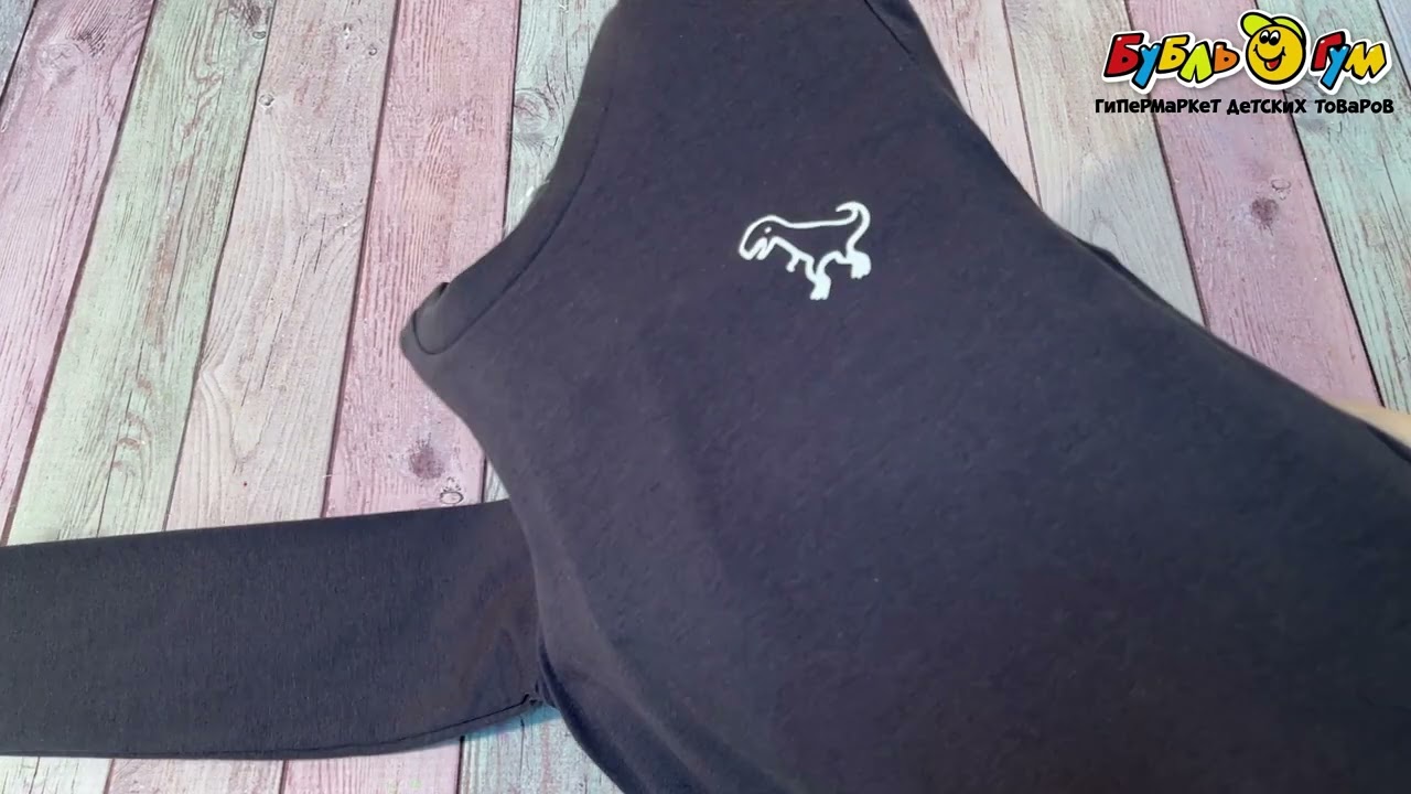 Лонгслив Lanson Kids тонкий с динозавром темно-серый - видео