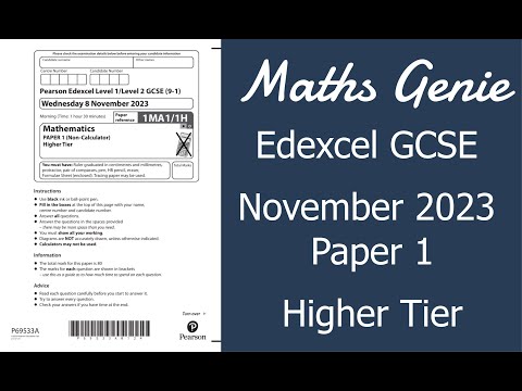 Edexcel Higher Paper 1 November 2023 Exam Walkthrough