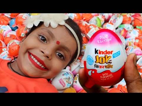 NEW! 200 Colored Glitter Kinder Surprise Eggs Toys Opening A Lot Of Kinder Joy Chocolste ASMR#177