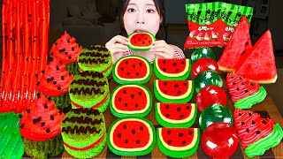 ASMR MUKBANG| 수박 디저트 아이스크림 쿠키 빵 젤리 먹방 & 레시피 WATERMELON DESSERT ICE CREAM MACARONS EATING
