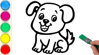 Puppy Drawing, Painting, Coloring for Kids and Toddlers | Learn How to Draw Animals
