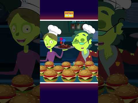 🧟‍♂️Zombi cocinando hamburguesas deliciosas en la fiesta 🍔#shorts #halloween #kidssong #puebloteehee