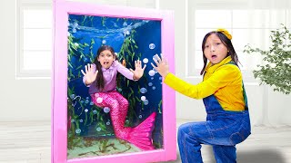 Charlotte & Eva Found Mermaid Ellie! Pirate Chase and Magical Escape!