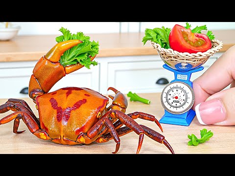 Mini Cooking: Delicious Chili Garlic Crab with Fresh Veggies – Tiny Kitchen Culinary Art