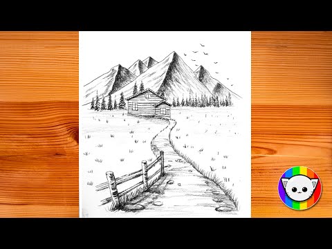 How to draw a landscape step by step || Drawing tutotrial || आसान चित्र