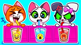 Mystery Color Magic Drink Challenge | Rainbow Juice | Feelings and Emotions | Cartoons | Purr-Purr