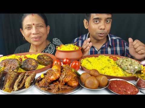 FOOD EATING SHOW KHICHDI WITH DELICIOUS DISHES ASMR MUKBANG