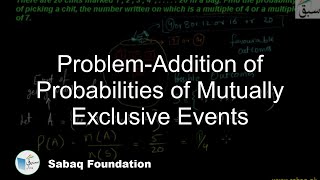 Problem-Addition of Probabilities of Mutually Exclusive Events