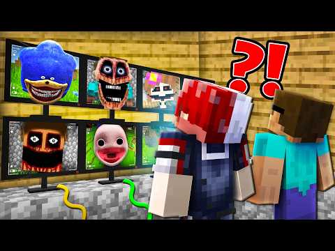 WE CAUGHT SCARY MONSTERS ON HIDDEN CCTV CAMERA IN MINECRAFT !! 😱