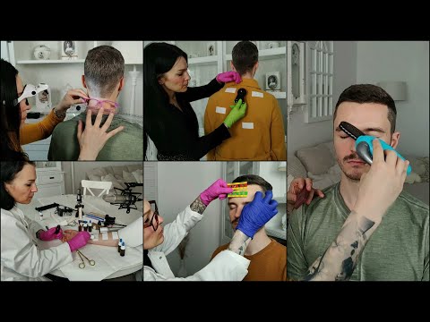 Face Treatment / Glasses Fitting / Forehead Treatment / Skin Exam / Coat Overhaul (ASMR Compilation)