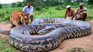 Giant Snake Sits Peacefully with Tiger and Humans – Nature’s Calm Side