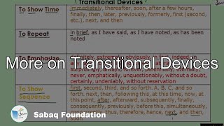 More on Transitional Devices